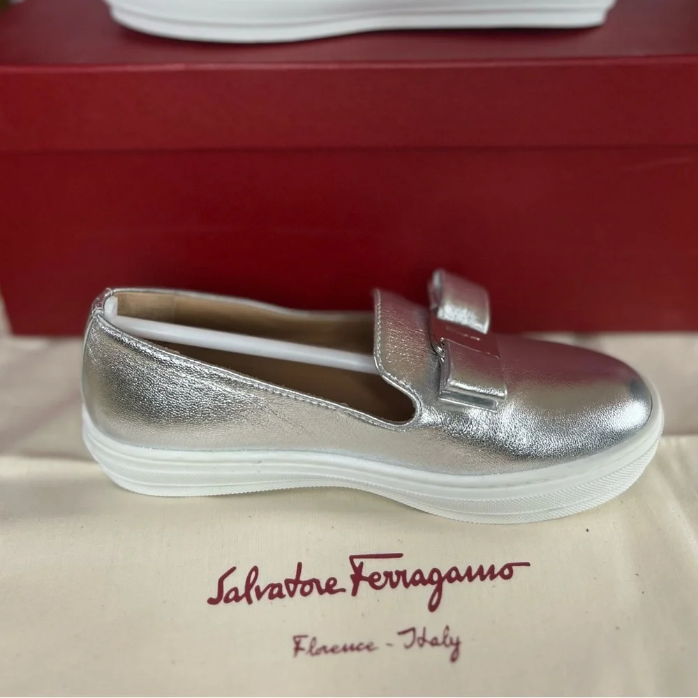Salvatore Ferragamo Novello Leather Big Kids Sneakers